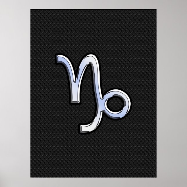 Poster Chrome comme Capricorn Symbole Zodiaque sur la pea (Devant)