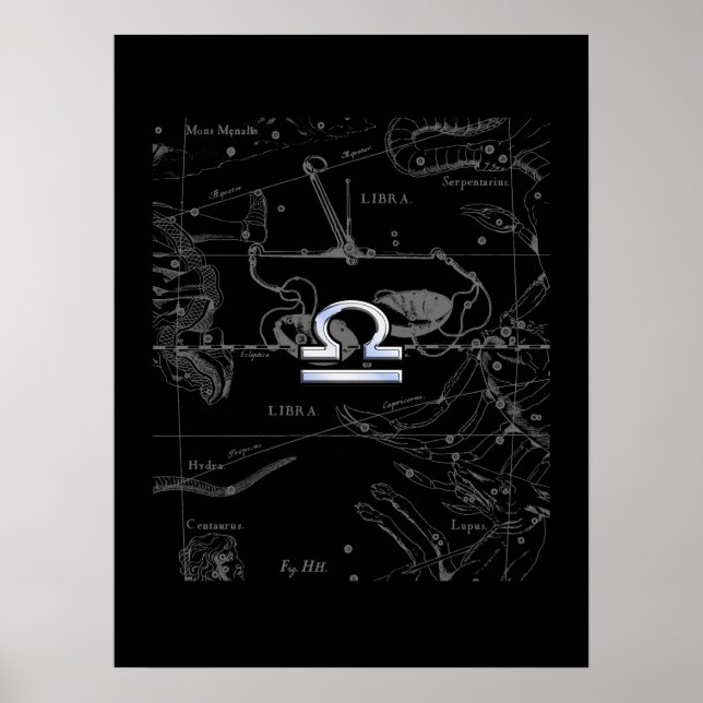 Poster Chrome comme Libra Zodiac Symbole sur Hevelius (Devant)