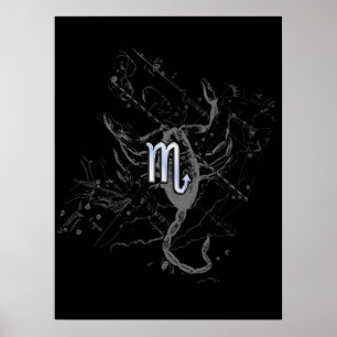 Poster Chrome comme Scorpio Zodiac Symbole sur Hevelius