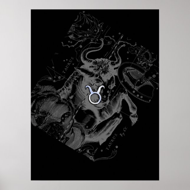 Poster Chrome comme Taurus Zodiac Connexion Hevelius Blac (Devant)