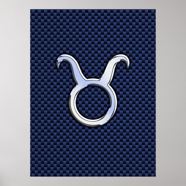 Poster Chrome Comme Taurus Zodiac Signe Bleu Carbone Impr (Devant)