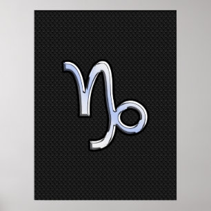 Poster Chrome like Capricorn Zodiac Symbol on Snake Skin