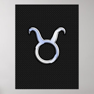 Poster Chrome Like Taurus Zodiac Sign on Black Snake Skin