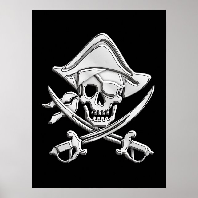Poster Chrome Pirate Skull (Devant)