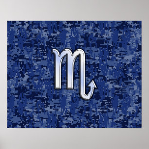 Poster Chrome Scorpio Zodiac Connexion Marine Camo Bleu