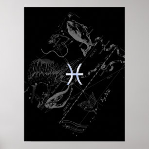 Poster Chrome Style Pisces Zodiac Connexion Hevelius