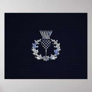 Poster Chromes on Carbon Fiber Print Scottish Thistle