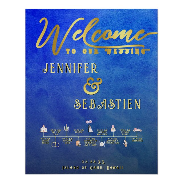 Poster Chronologie de bienvenue du mariage de destination (Devant)