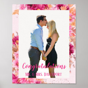 Poster Chrysanthème rose chaud Amour en fleur personnalis