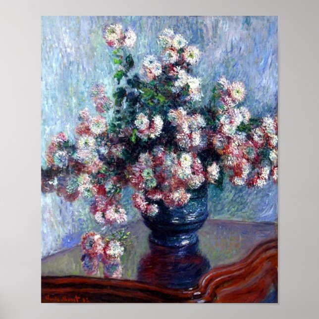 Poster Chrysanthèmes par Claude Monet (Devant)