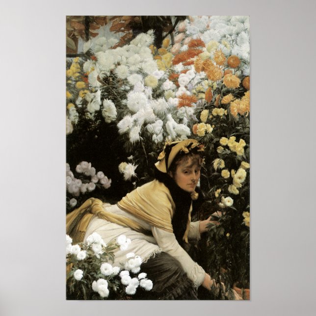 Poster Chrysanthèmes par James Tissot Fine Art Imprimer (Devant)