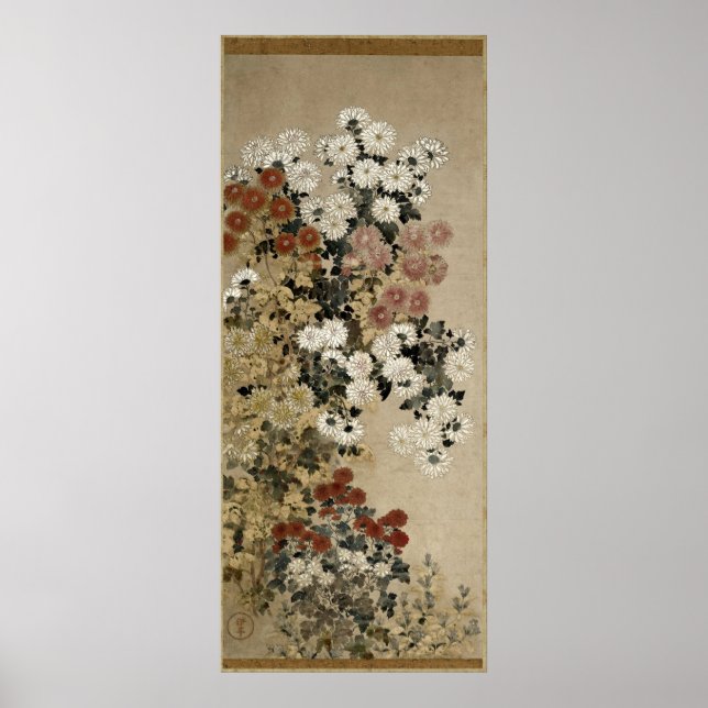 Poster Chrysanthèmes par Master of I-nen Seal (Devant)