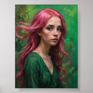 Poster Chuchotements en rose et vert