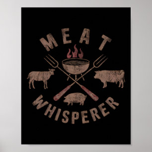 Poster Chuchoteur de viande Fumeurs BBQ Cuisine Viande
