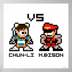 Poster Chun-Li 8 bits VS M.Bison