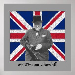 Poster Churchill Pose Avec Un Tommy Gun