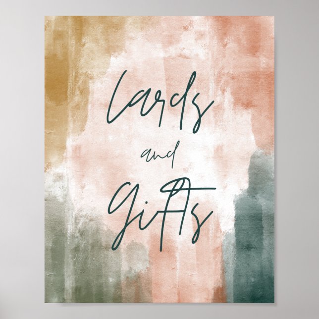 Poster Chute Abstraite moderne Boho Mariage Cartes et Cad (Devant)