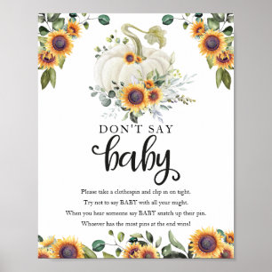 Poster Chute Baby shower verdure Ne pas dire bébé signe