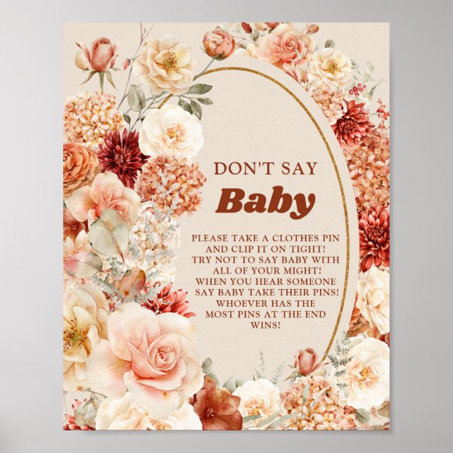 Poster Chute branchée en cuivre blush ne dites pas signe  (Devant)