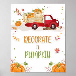 Poster Chute Citrouille Camion rouge Décorez un panneau C