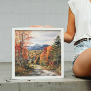 Poster Chute Cosy Dans Vermont Watercolor Art