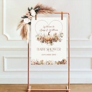 Poster Chute d'amour Citrouille Fleur sauvage Baby shower