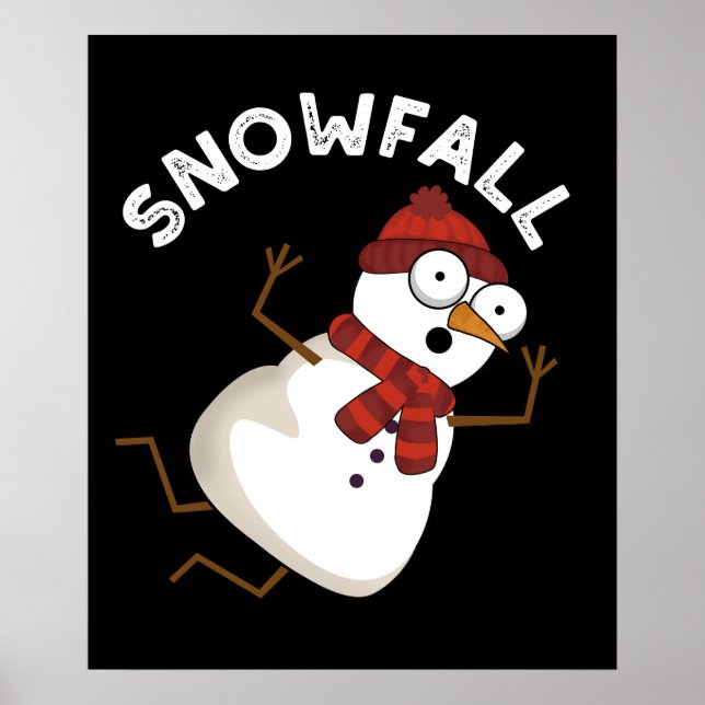 Poster Chute de neige amusante Plume de neige foncé BG (Devant)