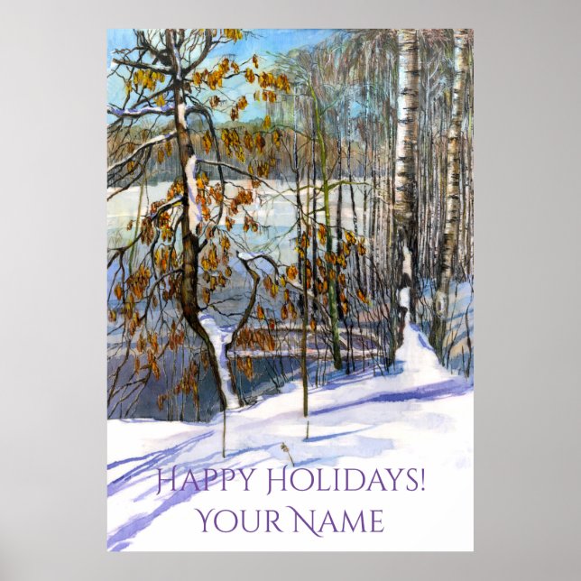 Poster Chute de neige aquarelle peinture (Devant)