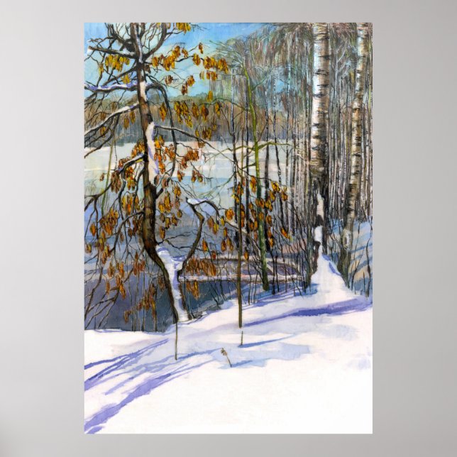 Poster Chute de neige aquarelle peinture (Devant)