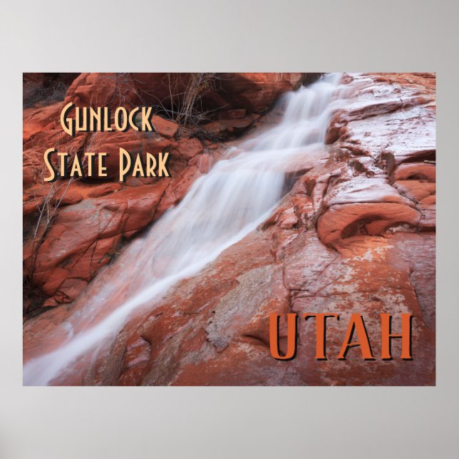 Poster Chute d'eau de Gunlock State Park Utah (Devant)
