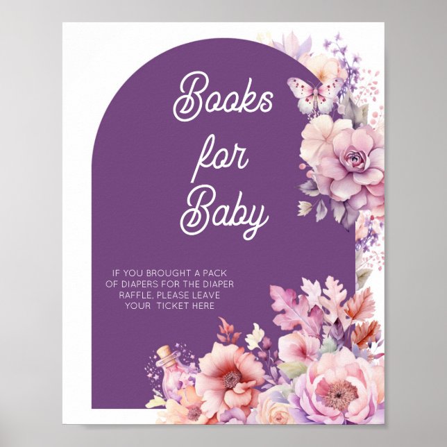 Poster Chute en amour bébé fleuri en fleurs Livres pour b (Devant)