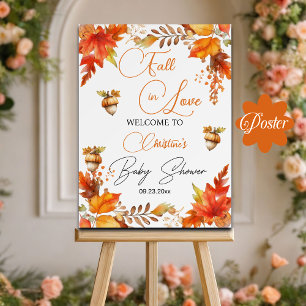 Poster Chute en amour Boho Baby shower Floral Bienvenue