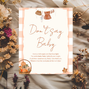 Poster Chute en Baby shower d'amour Ne pas dire Bébé Sign