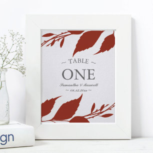 Poster Chute Foliage Brûlé Orange Feuilles Numéro de tabl