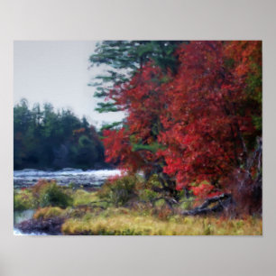 Poster Chute Foliage Pond Peinture Nature Art