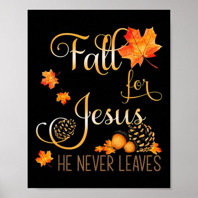 Poster Chute Pour Jésus Il Jamais Feuille Automne Christi (Devant)