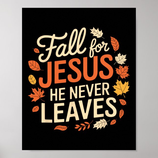 Poster Chute Rétro Pour Jésus Il N'A Jamais Feuille Thank (Devant)