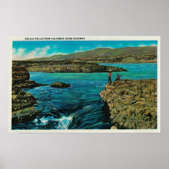 Poster Chutes Celilo sur le fleuve Columbia (Devant)