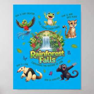 Poster Chutes de la forêt tropicale Explorer la nature de
