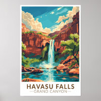 Chutes Havasu Grand Canyon Voyage Art Rétro