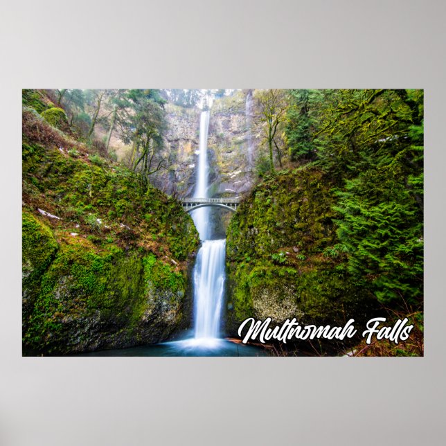 Poster Chutes Multnomah, Columbia River Gorge, Oregon (Devant)