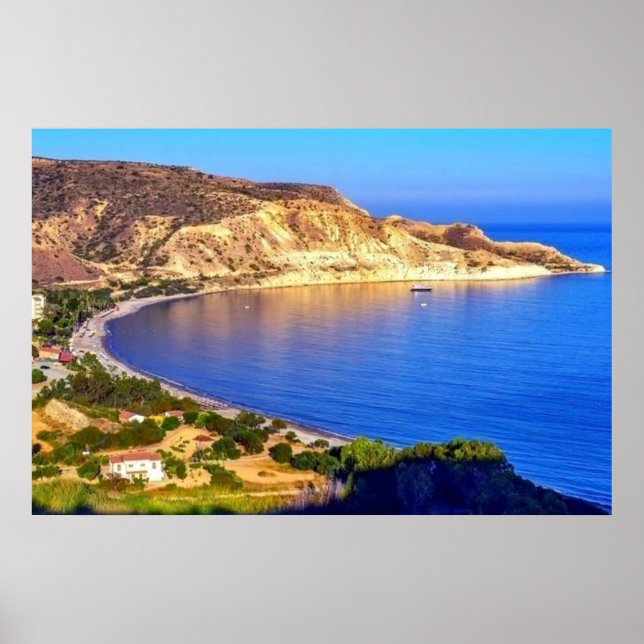 Poster Chypre Pissouri Bay Vue panoramique Photographie (Devant)