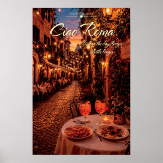 Poster Ciao Roma Trastevere Nuit Café Aperol Scénique Art