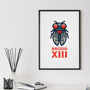 Poster Cicada Magicicada Brood XIII Texte personnalisé