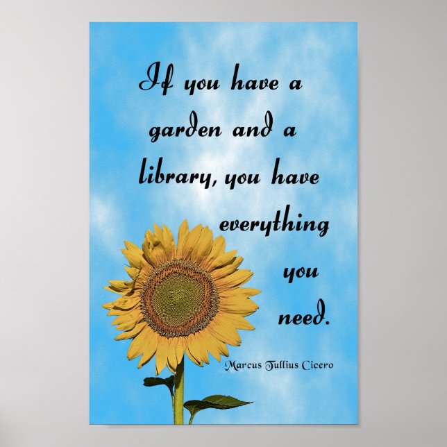 Poster Cicero Quote, Si vous avez un jardin (Devant)