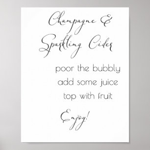 Poster cidre de champagne et d'étincelle - mariage minima
