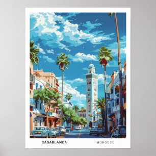Poster Ciel bleu à Casablanca Maroc Vintage voyage