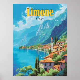 Poster Ciel bleu à Limone Italie Vintage voyage
