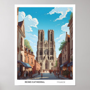 Poster Ciel bleu à Rheims Cathédrale France Voyage
