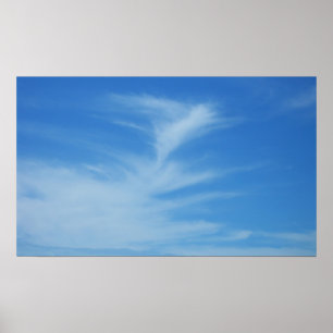 Poster Ciel bleu avec nuages blancs Abstrait Nature Photo